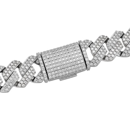 HarlemBling MOISSANITE #1 Bestseller Miami Cuban Link Prong Chain Necklace Iced Out - 925 Silver - 8mm-20mm - 18-30"