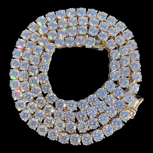 HarlemBling MOISSANITE #1 BESTSELLER Tennis Chain Necklace Or Bracelet Iced Out - 10k Yellow Gold - 2mm-5mm - 6-30"
