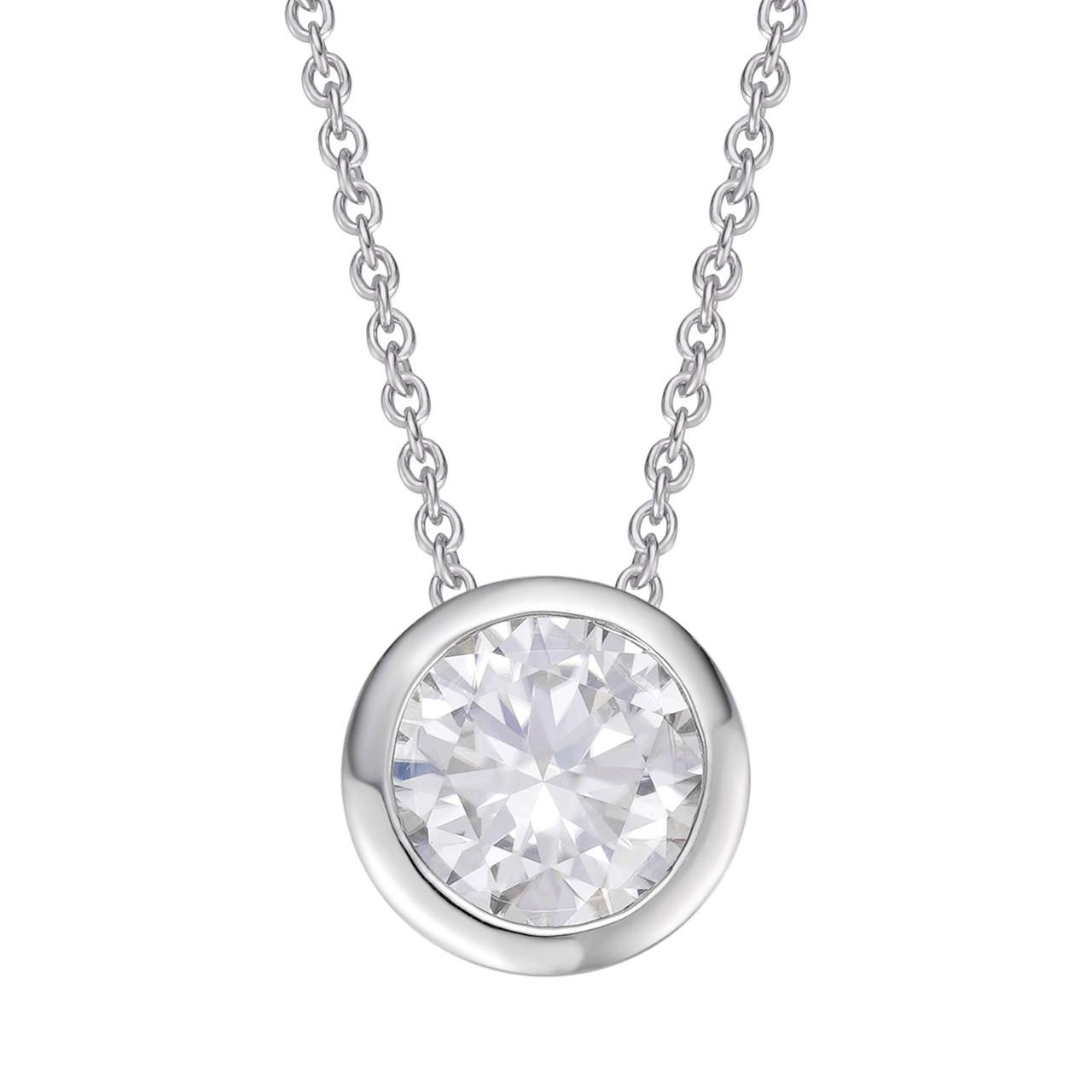 HarlemBling MOISSANITE #1 Classic Solitaire Bezel Set Pendant - 925 Silver - 1ct-4ct