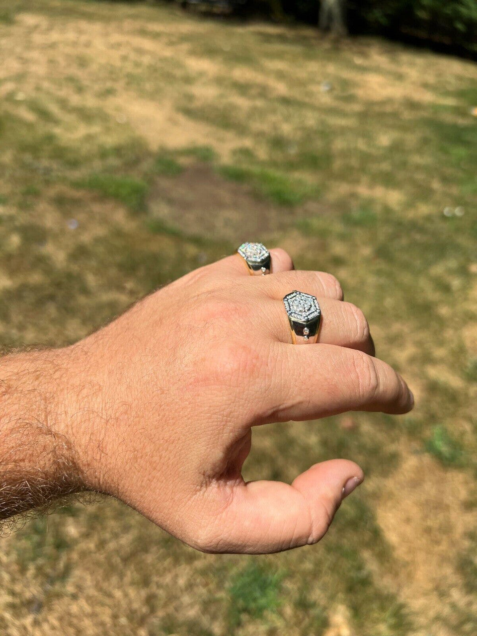 HarlemBling Moissanite 14k Gold Plated 925 Silver Hip Hop Iced Pinky Ring Pass Diamond Test