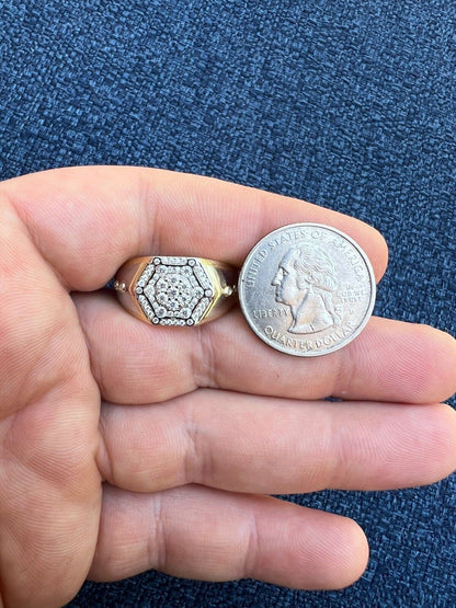 HarlemBling Moissanite 14k Gold Plated 925 Silver Hip Hop Iced Pinky Ring Pass Diamond Test