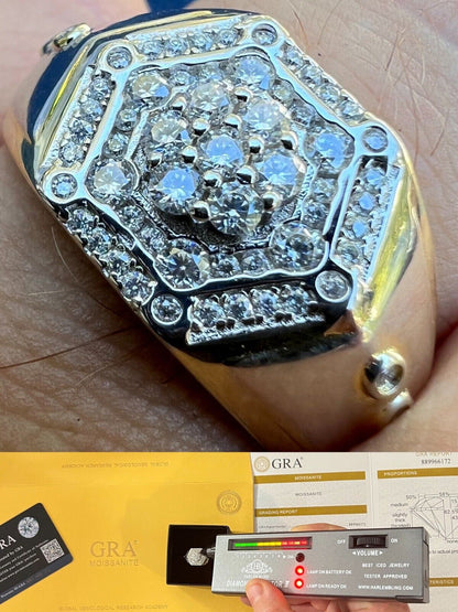 HarlemBling Moissanite 14k Gold Plated 925 Silver Hip Hop Iced Pinky Ring Pass Diamond Test