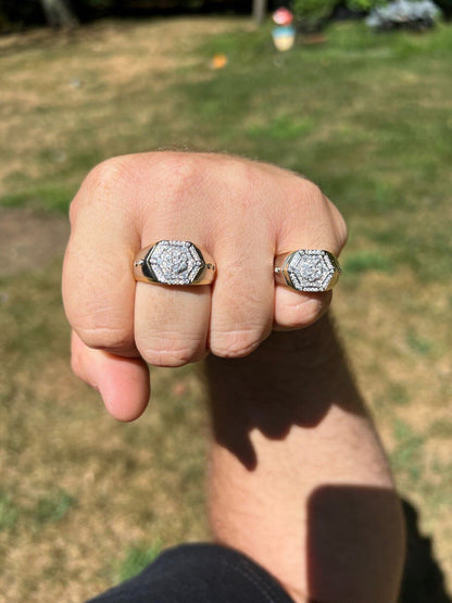 HarlemBling Moissanite 14k Gold Plated 925 Silver Hip Hop Iced Pinky Ring Pass Diamond Test