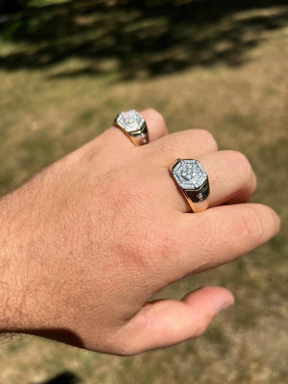 HarlemBling Moissanite 14k Gold Plated 925 Silver Hip Hop Iced Pinky Ring Pass Diamond Test