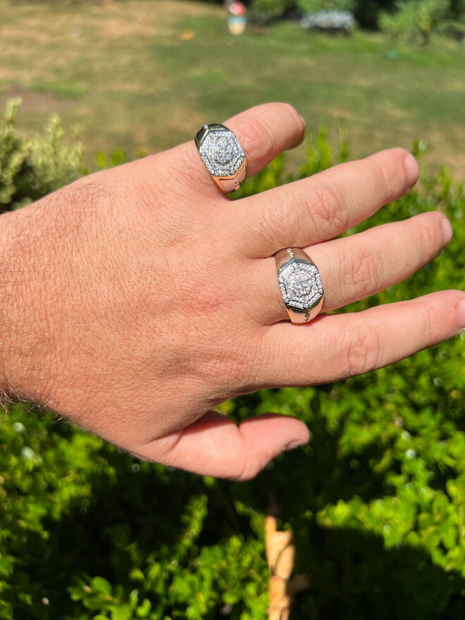 HarlemBling Moissanite 14k Gold Plated 925 Silver Hip Hop Iced Pinky Ring Pass Diamond Test