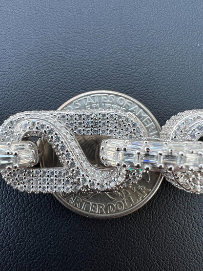 HarlemBling MOISSANITE 14mm Mens Hip Hop Iced Gucci Infinity Link 16-28" Pass Diamond Test