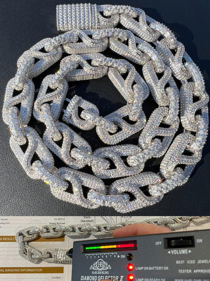 HarlemBling MOISSANITE 14mm Mens Hip Hop Iced Gucci Infinity Link 16-28" Pass Diamond Test
