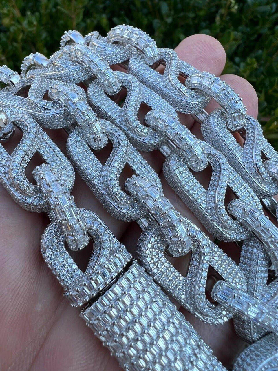 HarlemBling MOISSANITE 14mm Mens Hip Hop Iced Gucci Infinity Link 16-28" Pass Diamond Test