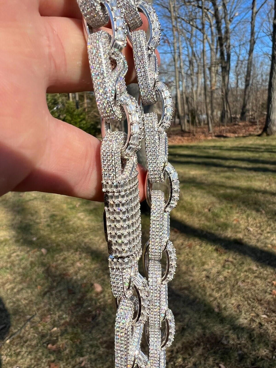 HarlemBling MOISSANITE 14mm Mens Hip Hop Iced Gucci Infinity Link 16-28" Pass Diamond Test