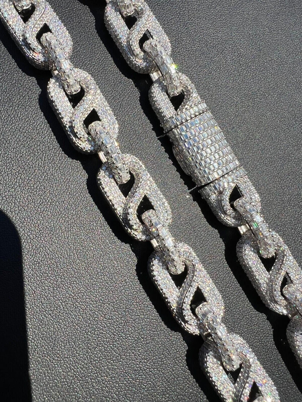 HarlemBling MOISSANITE 14mm Mens Hip Hop Iced Gucci Infinity Link 16-28" Pass Diamond Test