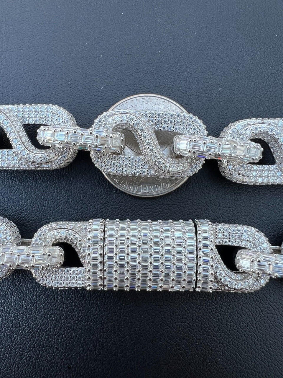 HarlemBling MOISSANITE 14mm Mens Hip Hop Iced Gucci Infinity Link 16-28" Pass Diamond Test