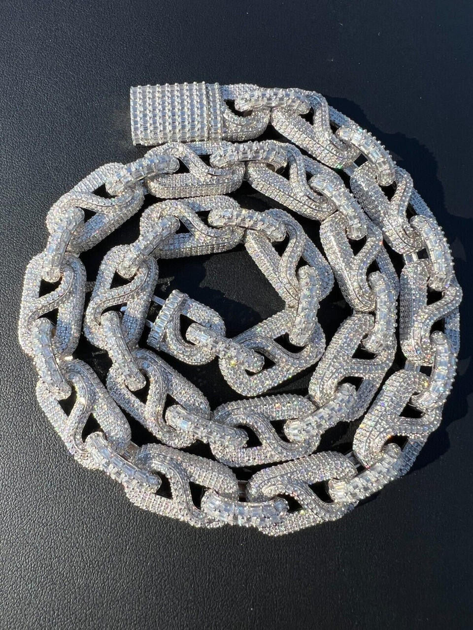 HarlemBling MOISSANITE 14mm Mens Hip Hop Iced Gucci Infinity Link 16-28" Pass Diamond Test