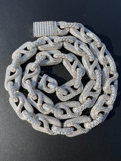 HarlemBling MOISSANITE 14mm Mens Hip Hop Iced Gucci Infinity Link 16-28" Pass Diamond Test