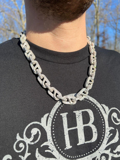 HarlemBling MOISSANITE 14mm Mens Hip Hop Iced Gucci Infinity Link 16-28" Pass Diamond Test