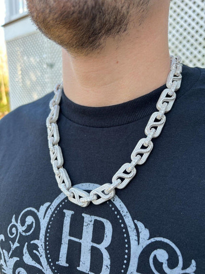 HarlemBling MOISSANITE 14mm Mens Hip Hop Iced Gucci Infinity Link 16-28" Pass Diamond Test