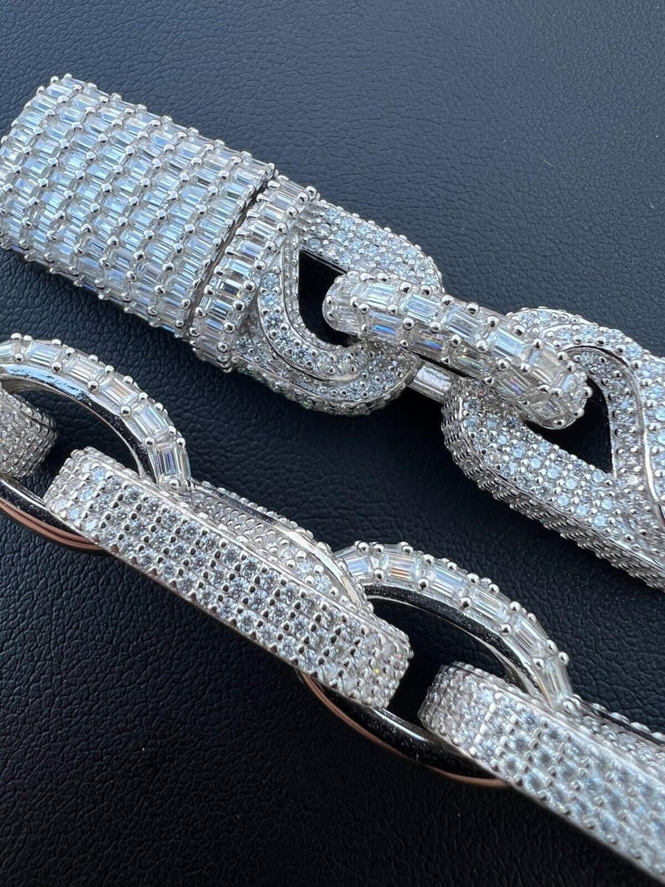 HarlemBling MOISSANITE 14mm Mens Hip Hop Iced Gucci Infinity Link 16-28" Pass Diamond Test