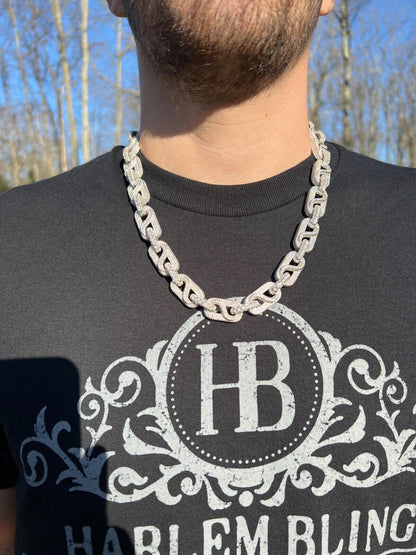 HarlemBling MOISSANITE 14mm Mens Hip Hop Iced Gucci Infinity Link 16-28" Pass Diamond Test