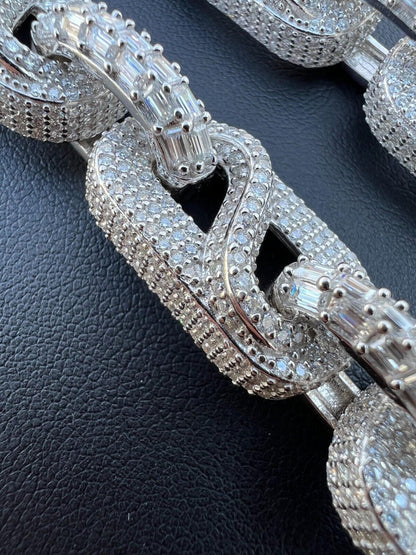 HarlemBling MOISSANITE 14mm Mens Hip Hop Iced Gucci Infinity Link 16-28" Pass Diamond Test