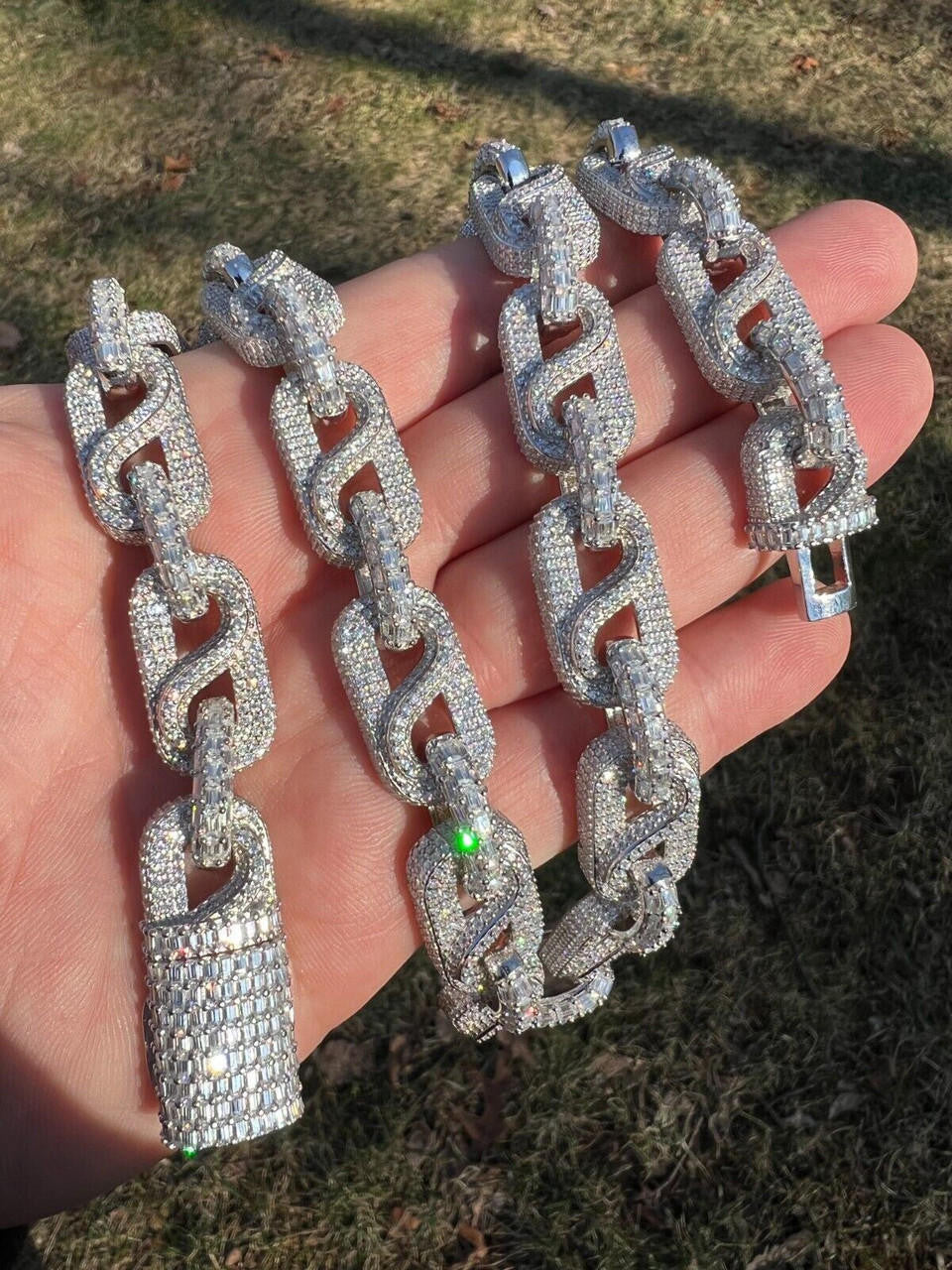 HarlemBling MOISSANITE 14mm Mens Hip Hop Iced Gucci Infinity Link 16-28" Pass Diamond Test