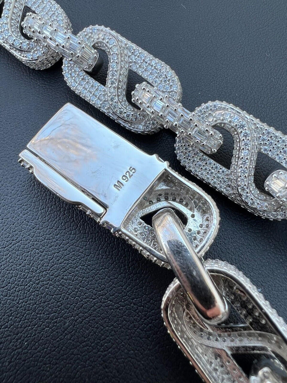 HarlemBling MOISSANITE 14mm Mens Hip Hop Iced Gucci Infinity Link 16-28" Pass Diamond Test