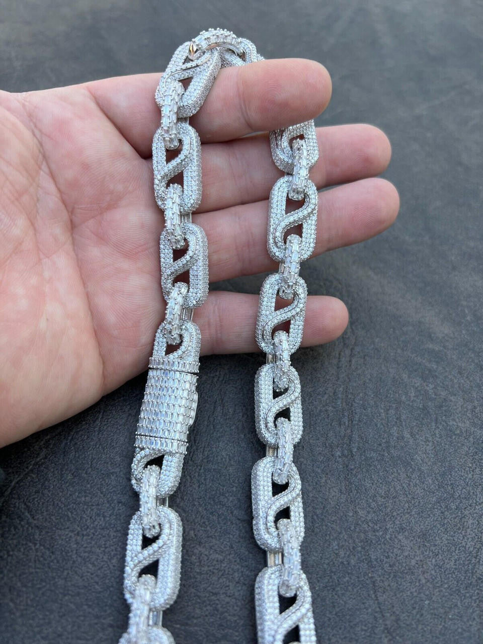 HarlemBling MOISSANITE 14mm Mens Hip Hop Iced Gucci Infinity Link 16-28" Pass Diamond Test