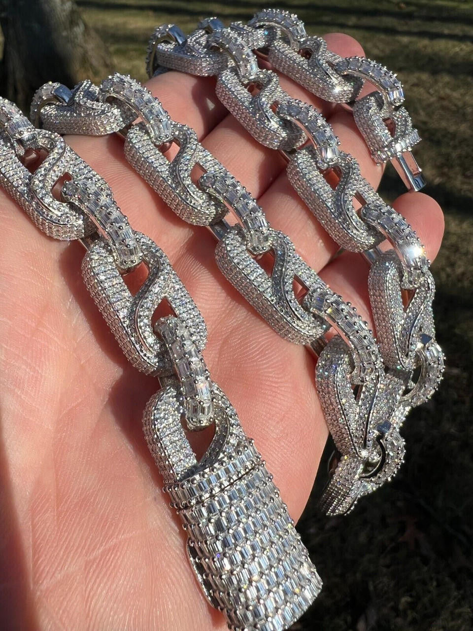 HarlemBling MOISSANITE 14mm Mens Hip Hop Iced Gucci Infinity Link 16-28" Pass Diamond Test