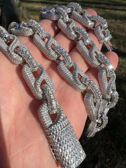 HarlemBling MOISSANITE 14mm Mens Hip Hop Iced Gucci Infinity Link 16-28" Pass Diamond Test