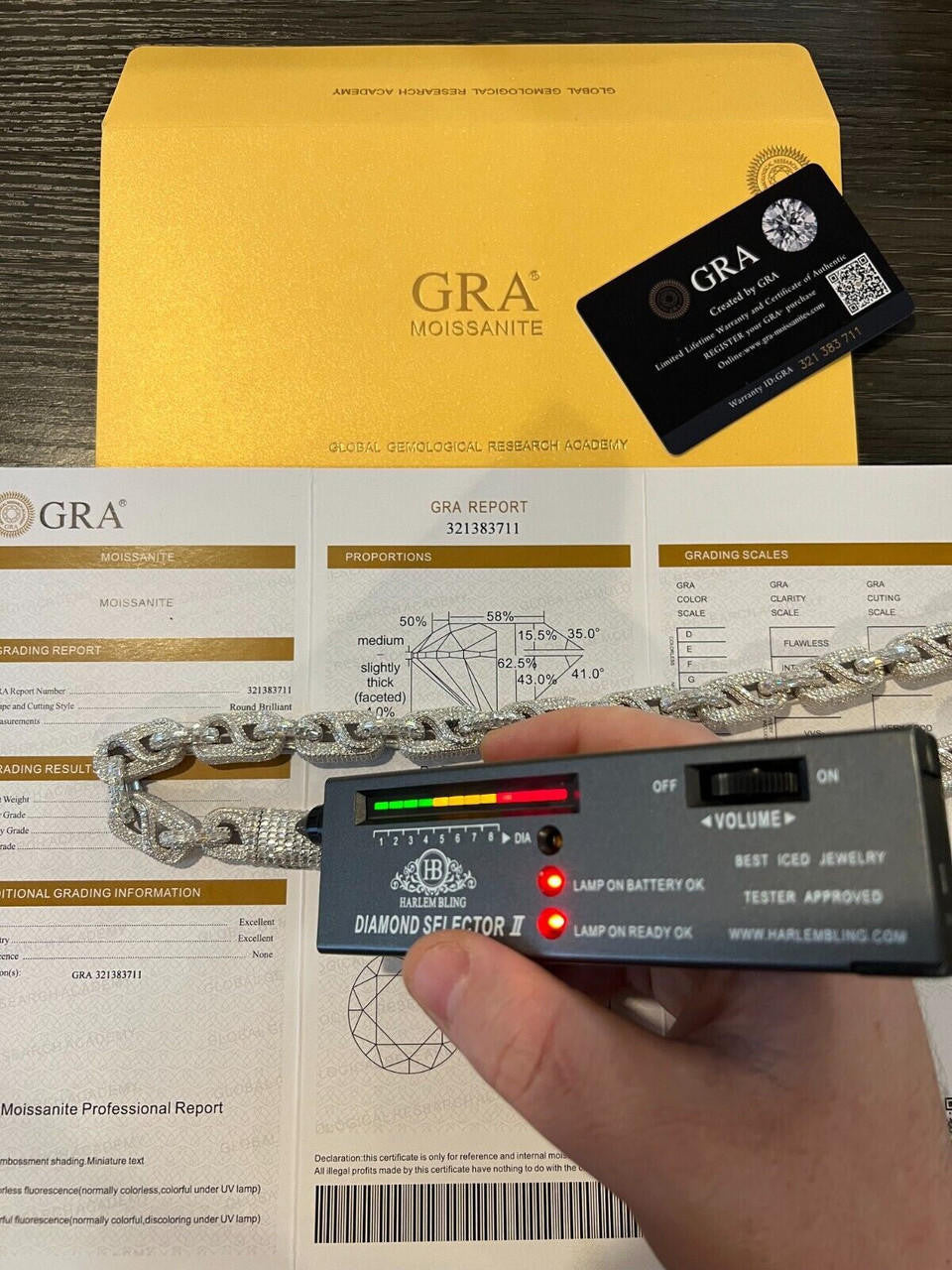 HarlemBling MOISSANITE 14mm Mens Hip Hop Iced Gucci Infinity Link 16-28" Pass Diamond Test