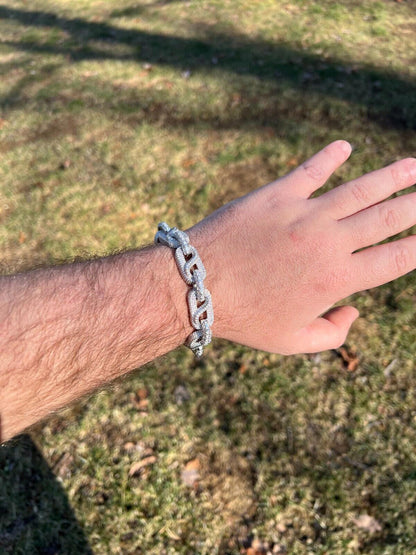 HarlemBling MOISSANITE 14mm Mens Iced Gucci Infinity Link Bracelet Hip Hop Diamond Test  