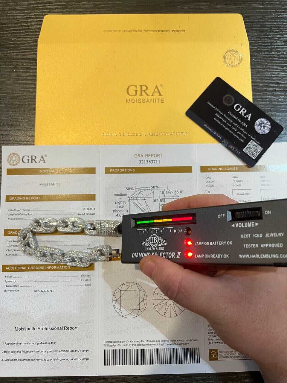 HarlemBling MOISSANITE 14mm Mens Iced Gucci Infinity Link Bracelet Hip Hop Diamond Test  