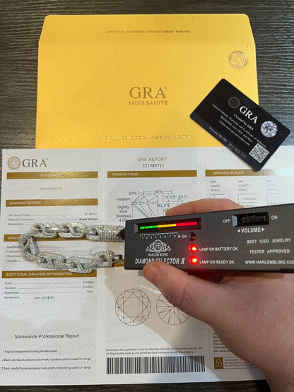 HarlemBling MOISSANITE 14mm Mens Iced Gucci Infinity Link Bracelet Hip Hop Diamond Test  