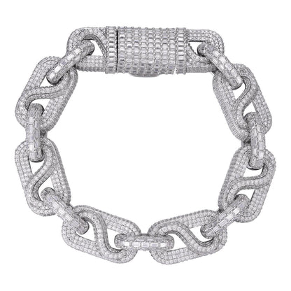 HarlemBling MOISSANITE 14mm Mens Iced Gucci Infinity Link Bracelet Hip Hop Diamond Test  