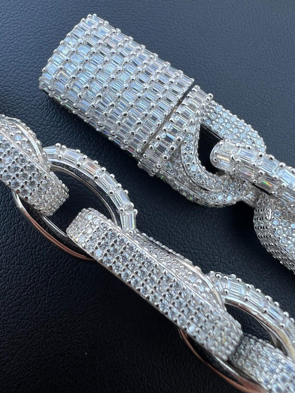 HarlemBling MOISSANITE 14mm Mens Iced Gucci Infinity Link Bracelet Hip Hop Diamond Test  