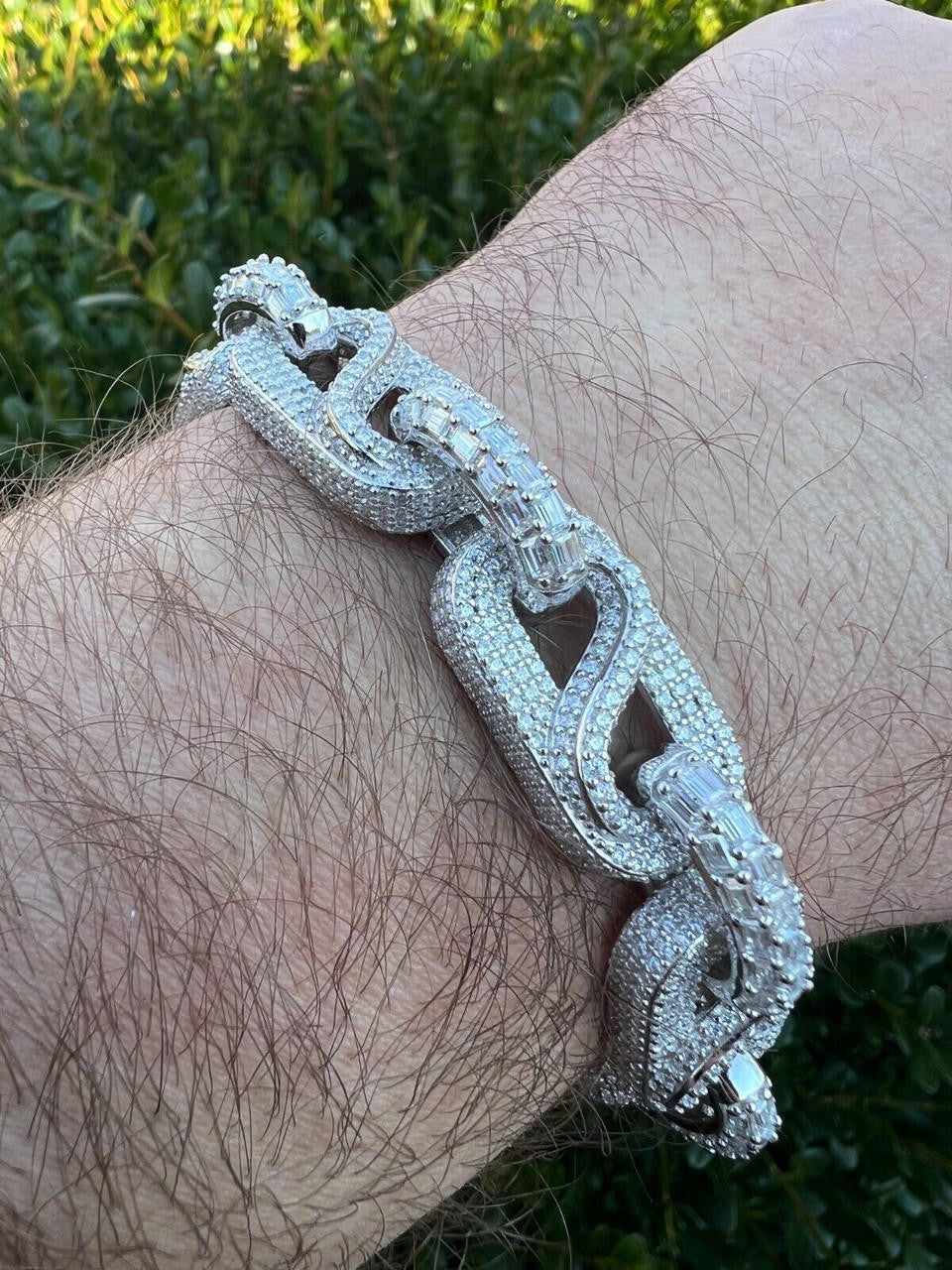 MOISSANITE 14mm Mens Iced Mariner Infinity Link Bracelet Hip Hop