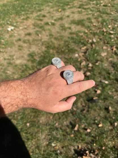 HarlemBling MOISSANITE 3D Baguette Dripping Sides Cluster Iced Out Ring - 925 Silver