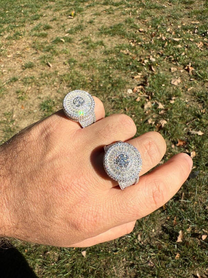 HarlemBling MOISSANITE 3D Baguette Dripping Sides Cluster Iced Out Ring - 925 Silver