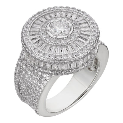 HarlemBling MOISSANITE 3D Baguette Dripping Sides Cluster Iced Out Ring - 925 Silver