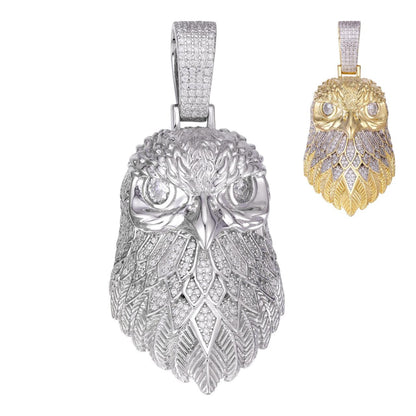 HarlemBling MOISSANITE 3D Bald Eagle Pendant - 14k Gold Vermeil Or 925 Silver - Large 2.5"