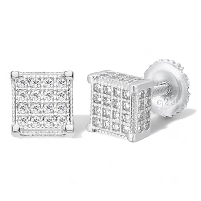 HarlemBling MOISSANITE 3D Cube Rapper Earrings - 925 Silver - 6mm