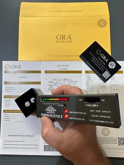 HarlemBling Moissanite 3D Iced 925 Silver Screwback Earrings 10mm Baguette Iced Mens Studs