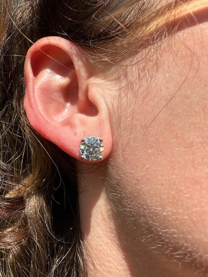 HarlemBling Moissanite 3D Iced Prong Solitaire Screwback Studs Earrings Real 925 Silver