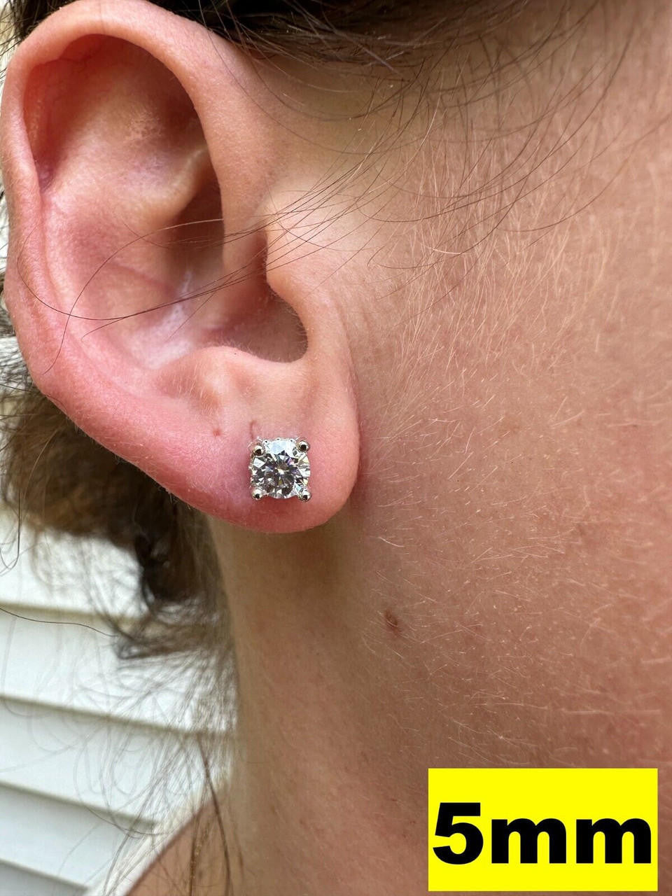 HarlemBling Moissanite 3D Iced Prong Solitaire Screwback Studs Earrings Real 925 Silver