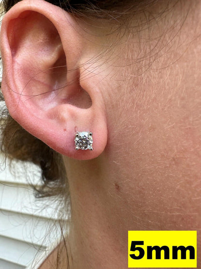 HarlemBling Moissanite 3D Iced Prong Solitaire Screwback Studs Earrings Real 925 Silver