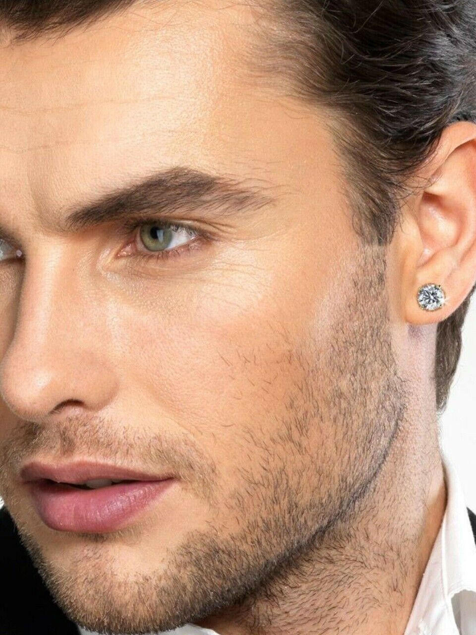 HarlemBling Moissanite 3D Iced Prong Solitaire Screwback Studs Earrings Real 925 Silver