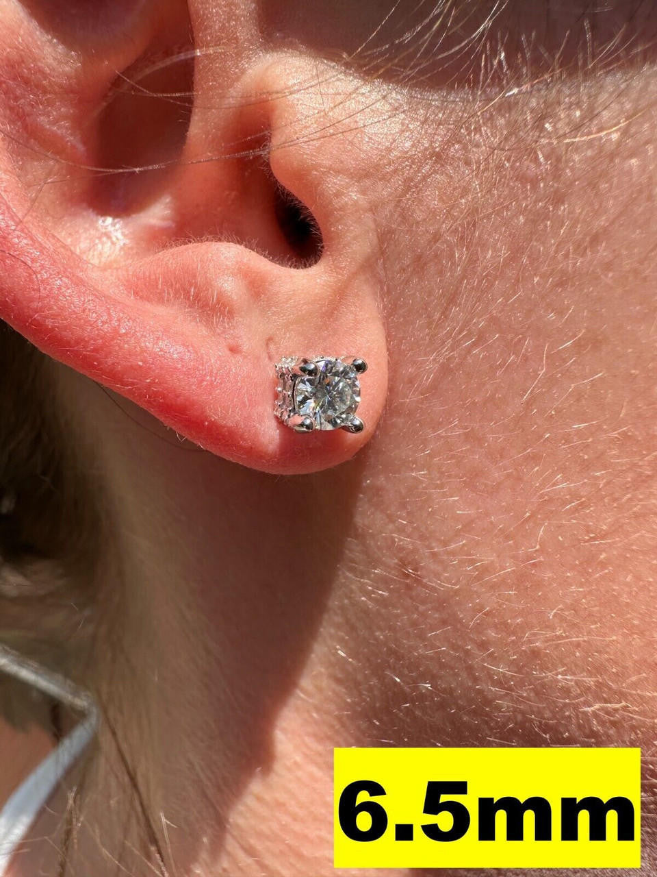 HarlemBling Moissanite 3D Iced Prong Solitaire Screwback Studs Earrings Real 925 Silver