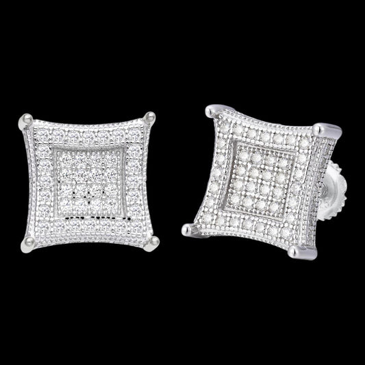 HarlemBling MOISSANITE 3D Kite Classic Iced Out Earrings - 10k White Gold - 11mm