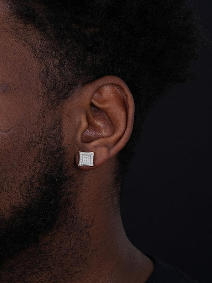 HarlemBling MOISSANITE 3D Kite Classic Iced Out Earrings - 14k Gold Vermeil 925 Silver - 11mm