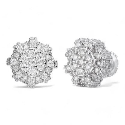 HarlemBling MOISSANITE 3D Round Cluster Iced Out Earrings - 925 Silver - 11mm