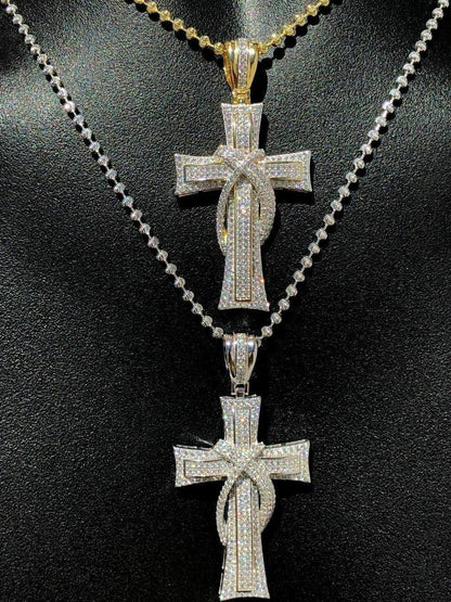 HarlemBling MOISSANITE 90s Classic Bust Down Cross - 10k Yellow Or White Gold - Medium 2"