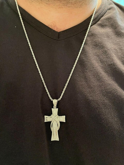 HarlemBling MOISSANITE 90s Classic Bust Down Cross - 10k Yellow Or White Gold - Medium 2"